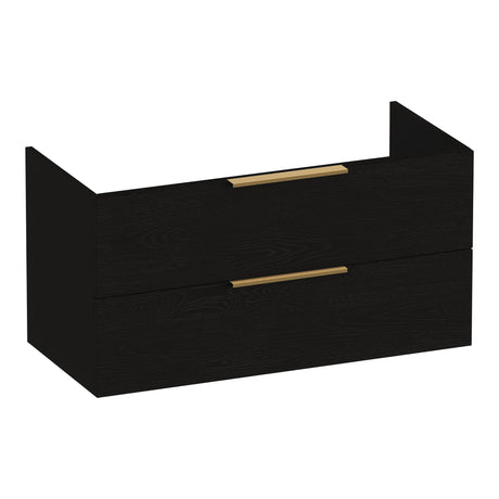 BRAUER Elevate onderkast 100 excl. opleggrepen met 2 softclose lades en 1 sifon uitsparing Timber Black OK-EL100TB