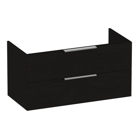 BRAUER Elevate onderkast 100 excl. opleggrepen met 2 softclose lades en 1 sifon uitsparing Timber Black OK-EL100TB