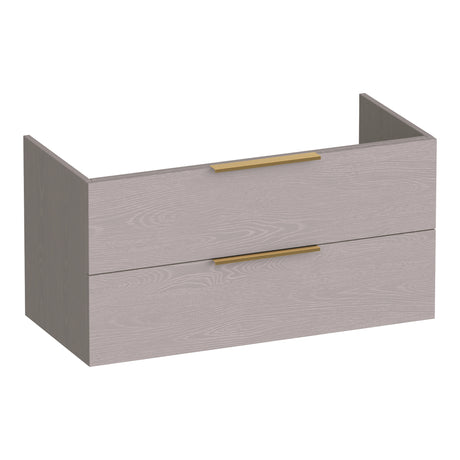 BRAUER Elevate onderkast 100 excl. opleggrepen met 2 softclose lades en 1 sifon uitsparing Timber Greige OK-EL100TE