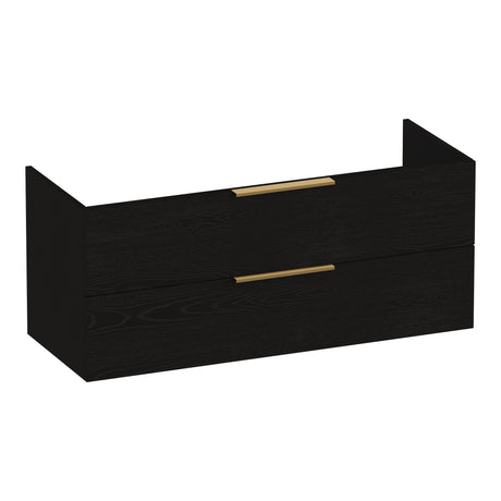 BRAUER Elevate onderkast 120 excl. opleggrepen met 2 softclose lades en 2 sifon uitsparingen Timber Black OK-EL120-2TB