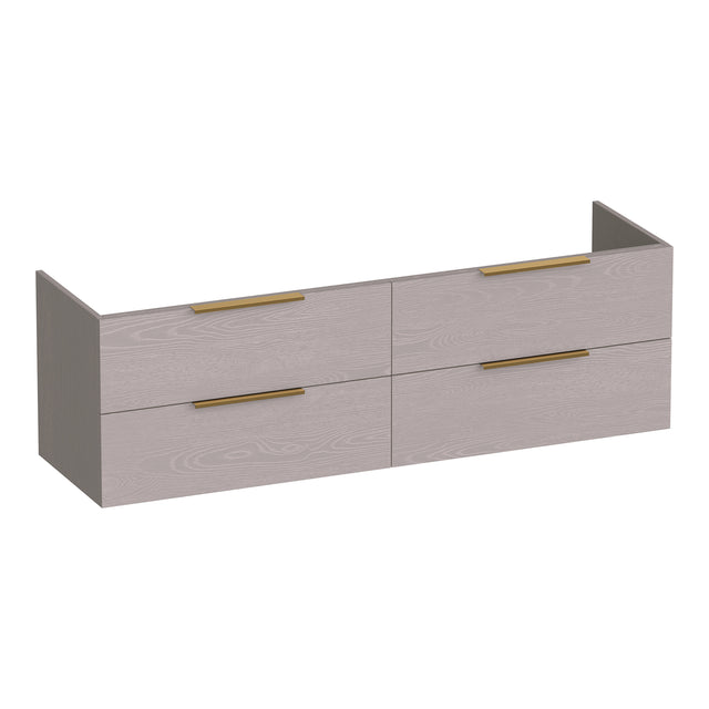 BRAUER Elevate onderkast 160 excl. opleggrepen met 4 softclose lades en 2 sifon uitsparingen Timber Greige OK-EL160TE