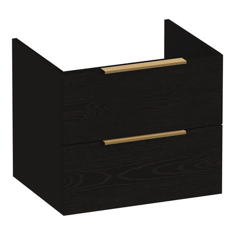 BRAUER Elevate onderkast 60 excl. opleggrepen met 2 softclose lades en 1 sifon uitsparing Timber Black OK-EL60TB
