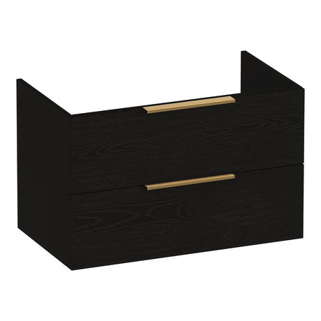 BRAUER Elevate onderkast 80 excl. opleggrepen met 2 softclose lades en 1 sifon uitsparing Timber Black OK-EL80TB