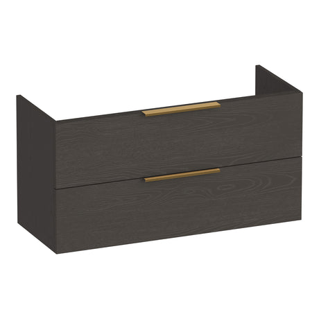 BRAUER Elevate onderkast ondiep 100 excl. opleggrepen met 2 softclose lades en 1 sifon uitsparing Timber Anthracite OK-ELO100TA