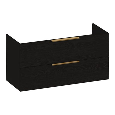 BRAUER Elevate onderkast ondiep 100 excl. opleggrepen met 2 softclose lades en 1 sifon uitsparing Timber Black OK-ELO100TB