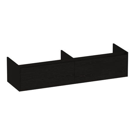 BRAUER Embrace onderkast 160 met 2 softclose lades greeploos en 2 sifon uitsparingen Timber Black OK-EM160TB