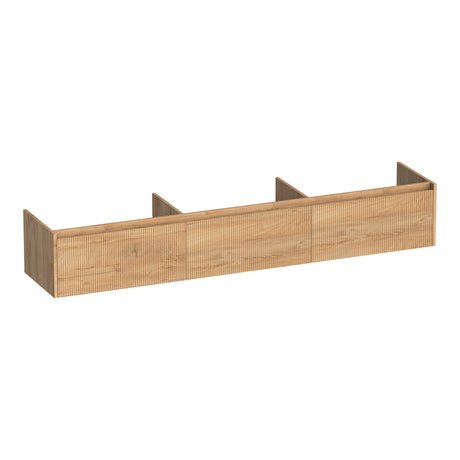 BRAUER Embrace Wavy onderkast 220 met 3 softclose lades greeploos en 0 sifon uitsparingen Forest Tan OK-EMW220FT