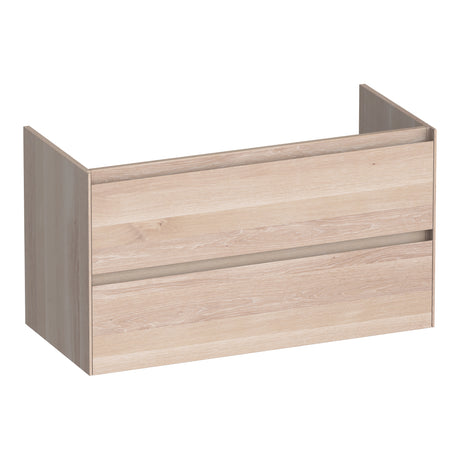 BRAUER Inspire onderkast 100 met 2 softclose lades greeploos en 1 sifon uitsparing lamellen eiken wit OK-IN100LEW
