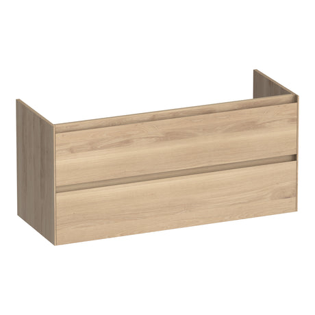 BRAUER Inspire onderkast 120 met 2 softclose lades greeploos en 2 sifon uitsparingen lamellen eiken naturel OK-IN120-2LEN