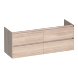 BRAUER Inspire onderkast 140 met 4 softclose lades greeploos en 2 sifon uitsparingen lamellen eiken wit OK-IN140LEW