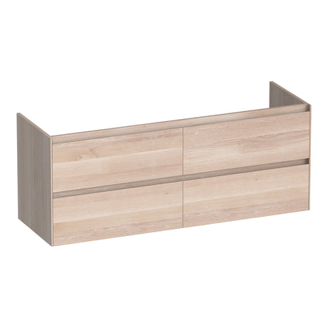 BRAUER Inspire onderkast 140 met 4 softclose lades greeploos en 2 sifon uitsparingen lamellen eiken wit OK-IN140LEW