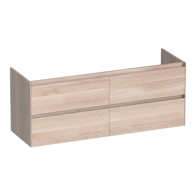 BRAUER Inspire onderkast 140 met 4 softclose lades greeploos en 2 sifon uitsparingen lamellen eiken wit OK-IN140LEW