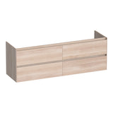BRAUER Inspire onderkast 160 met 4 softclose lades greeploos en 2 sifon uitsparingen lamellen eiken wit OK-IN160LEW