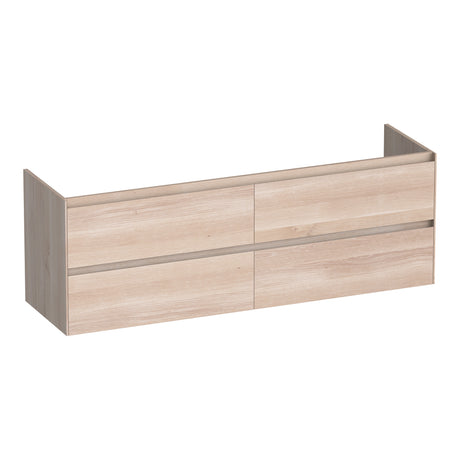 BRAUER Inspire onderkast 160 met 4 softclose lades greeploos en 2 sifon uitsparingen lamellen eiken wit OK-IN160LEW