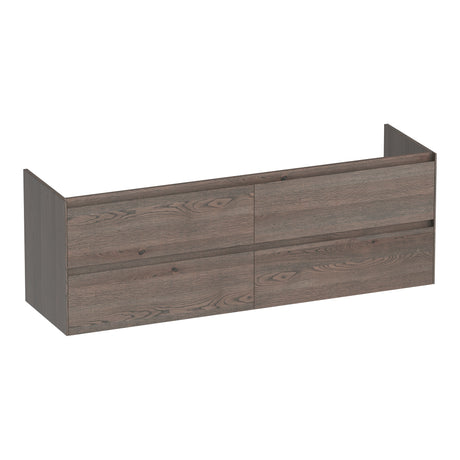 BRAUER Inspire onderkast 160 met 4 softclose lades greeploos en 2 sifon uitsparingen lamellen eiken zwart OK-IN160LEZ