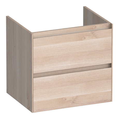 BRAUER Inspire onderkast 60 met 2 softclose lades greeploos en 1 sifon uitsparing lamellen eiken wit OK-IN60LEW