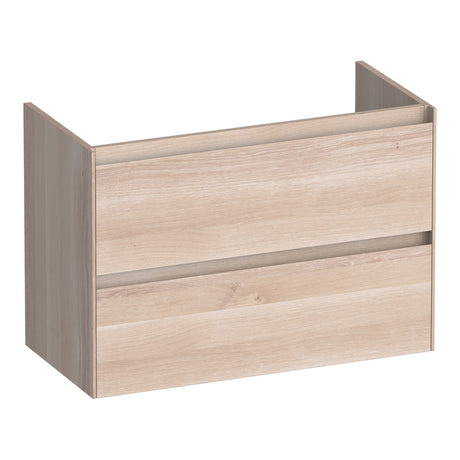 BRAUER Inspire onderkast ondiep 80 met 2 softclose lades greeploos en 1 sifon uitsparing lamellen eiken wit OK-INO80LEW
