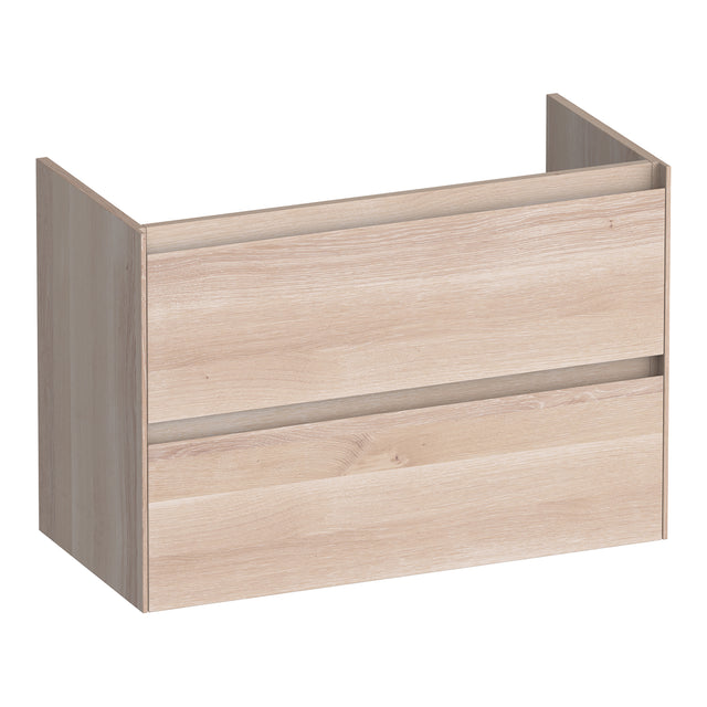 BRAUER Inspire onderkast ondiep 80 met 2 softclose lades greeploos en 1 sifon uitsparing lamellen eiken wit OK-INO80LEW