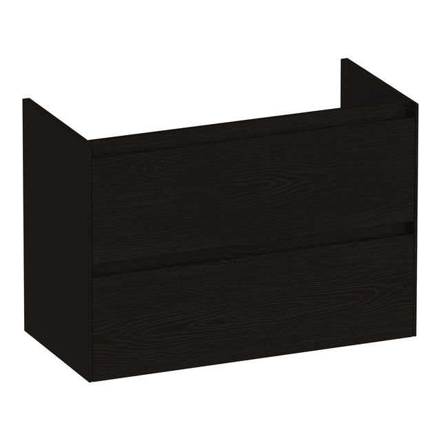 BRAUER Inspire onderkast ondiep 80 met 2 softclose lades greeploos en 1 sifon uitsparing Timber Black OK-INO80TB
