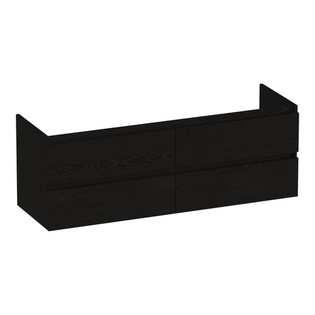 BRAUER Joy onderkast 140 met 4 softclose lades greeploos en 2 sifon uitsparingen Timber Black OK-JY140TB