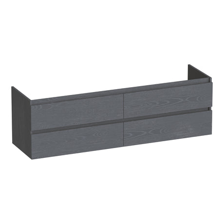 BRAUER Joy onderkast 160 met 4 softclose lades greeploos en 2 sifon uitsparingen Timber Grey OK-JY160TG