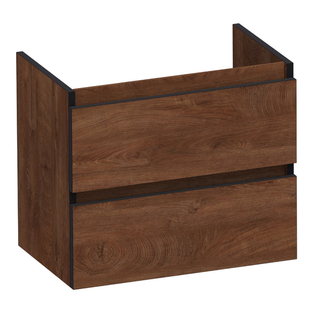 BRAUER Joy Edge onderkast ondiep 60 met 2 softclose lades greeploos en 1 sifon uitsparing Forest Cacao OK-JYEO60FC