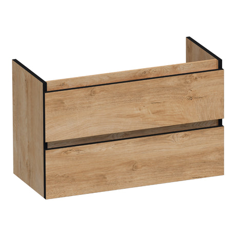 BRAUER Joy Edge onderkast ondiep 80 met 2 softclose lades greeploos en 1 sifon uitsparing Forest Tan OK-JYEO80FT