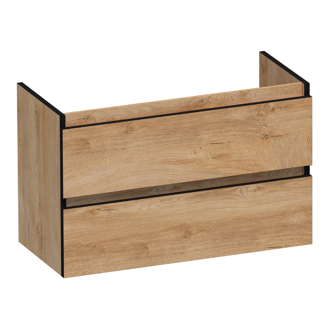 BRAUER Joy Edge onderkast ondiep 80 met 2 softclose lades greeploos en 1 sifon uitsparing Forest Tan OK-JYEO80FT