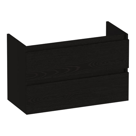 BRAUER Joy onderkast ondiep 80 met 2 softclose lades greeploos en 1 sifon uitsparing Timber Black OK-JYO80TB