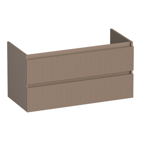BRAUER Joy Wavy onderkast 100 met 2 softclose lades greeploos en 1 sifon uitsparing mat mokka OK-JYW100MM