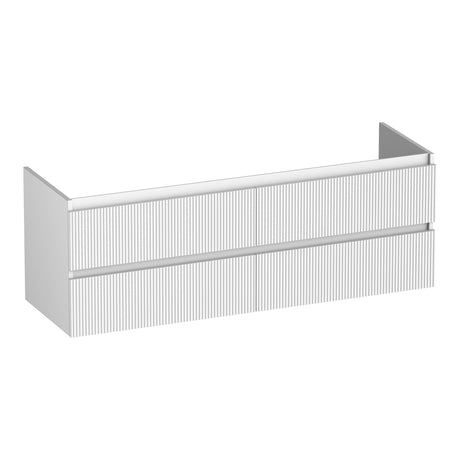 BRAUER Joy Wavy onderkast 140 met 4 softclose lades greeploos en 2 sifon uitsparingen mat wit OK-JYW140MW