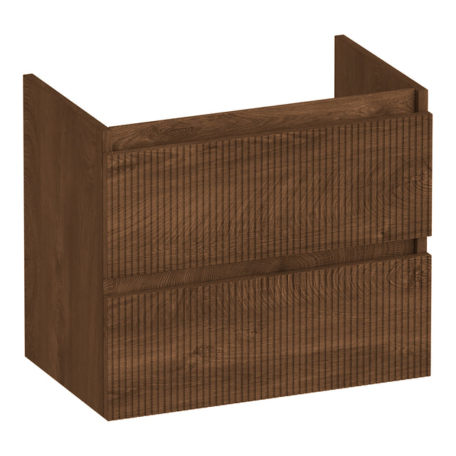 BRAUER Joy Wavy onderkast ondiep 60 met 2 softclose lades greeploos en 1 sifon uitsparing Forest Cacao OK-JYWO60FC