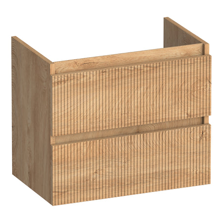 BRAUER Joy Wavy onderkast ondiep 60 met 2 softclose lades greeploos en 1 sifon uitsparing Forest Tan OK-JYWO60FT