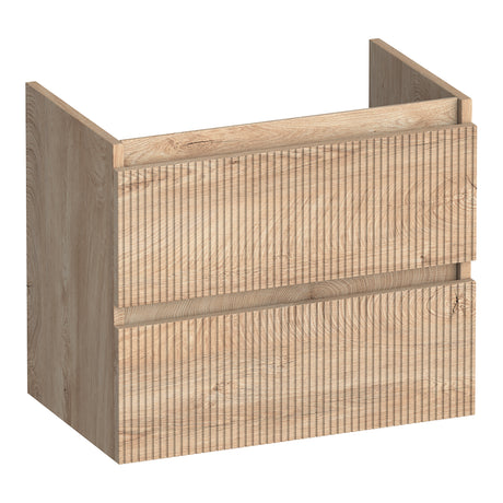 BRAUER Joy Wavy onderkast ondiep 60 met 2 softclose lades greeploos en 1 sifon uitsparing Forest Wheat OK-JYWO60FW