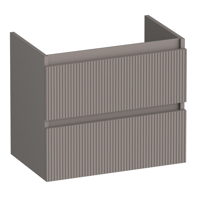 BRAUER Joy Wavy onderkast ondiep 60 met 2 softclose lades greeploos en 1 sifon uitsparing mat taupe OK-JYWO60MT