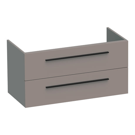 BRAUER Trust onderkast 100 excl. opbouwgrepen met 2 softclose lades en 1 sifon uitsparing mat taupe OK-TR100MT