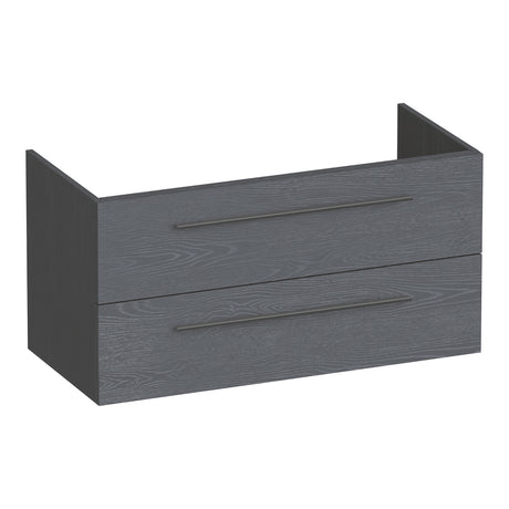 BRAUER Trust onderkast 100 excl. opbouwgrepen met 2 softclose lades en 1 sifon uitsparing Timber Grey OK-TR100TG