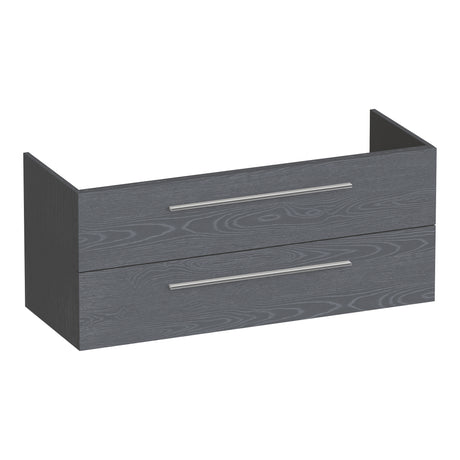 BRAUER Trust onderkast 120 excl. opbouwgrepen met 2 softclose lades en 1 sifon uitsparing Timber Grey OK-TR120-1TG