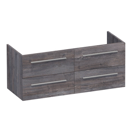 BRAUER Trust onderkast 120 excl. opbouwgrepen met 4 softclose lades en 2 sifon uitsparingen Driftwood OK-TR120-4DR