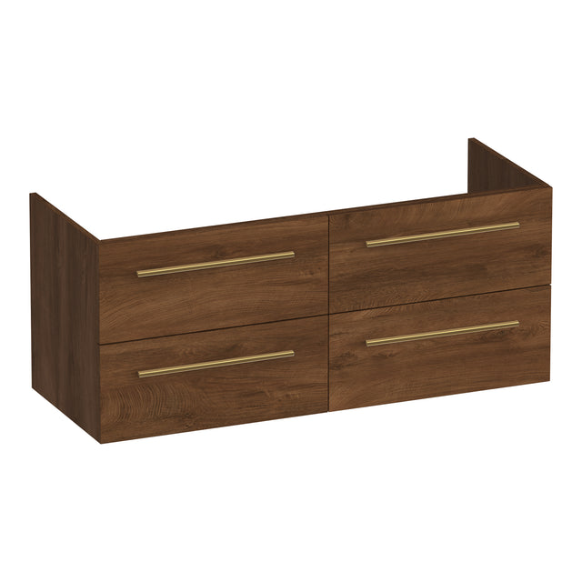 BRAUER Trust onderkast 120 excl. opbouwgrepen met 4 softclose lades en 2 sifon uitsparingen Forest Cacao OK-TR120-4FC