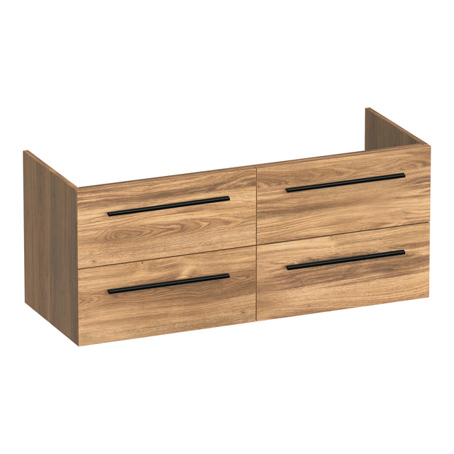 BRAUER Trust onderkast 120 excl. opbouwgrepen met 4 softclose lades en 2 sifon uitsparingen Honey OK-TR120-4HO