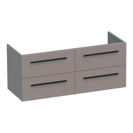 BRAUER Trust onderkast 120 excl. opbouwgrepen met 4 softclose lades en 2 sifon uitsparingen mat taupe OK-TR120-4MT