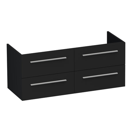 BRAUER Trust onderkast 120 excl. opbouwgrepen met 4 softclose lades en 2 sifon uitsparingen mat zwart OK-TR120-4MZ
