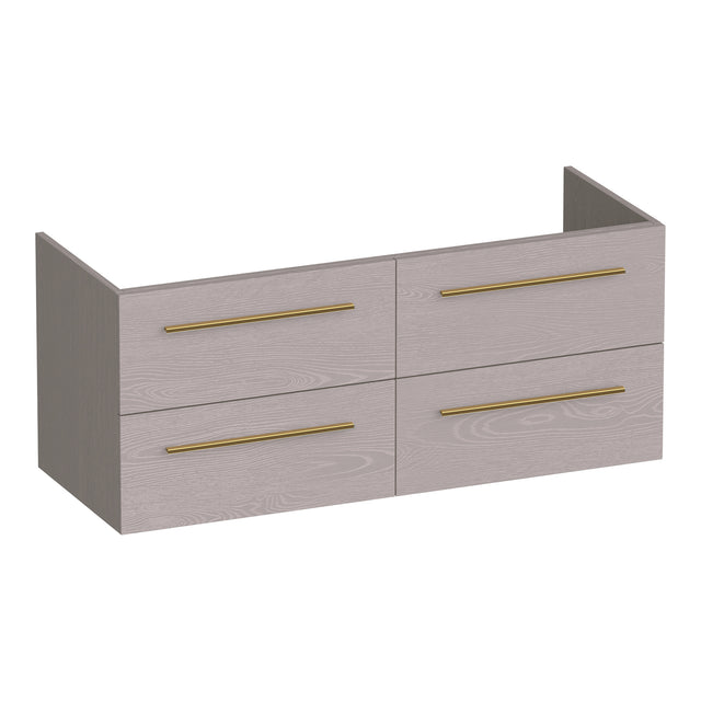 BRAUER Trust onderkast 120 excl. opbouwgrepen met 4 softclose lades en 2 sifon uitsparingen Timber Greige OK-TR120-4TE
