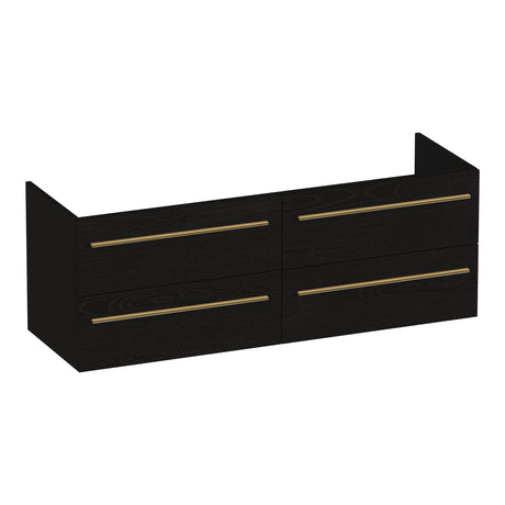 BRAUER Trust onderkast 140 excl. opbouwgrepen met 4 softclose lades en 2 sifon uitsparingen Timber Black OK-TR140TB