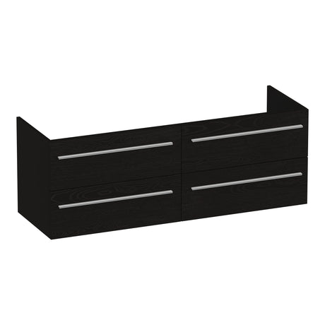 BRAUER Trust onderkast 140 excl. opbouwgrepen met 4 softclose lades en 2 sifon uitsparingen Timber Black OK-TR140TB