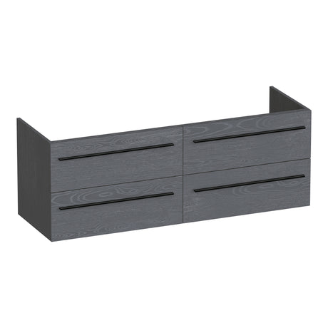 BRAUER Trust onderkast 140 excl. opbouwgrepen met 4 softclose lades en 2 sifon uitsparingen Timber Grey OK-TR140TG
