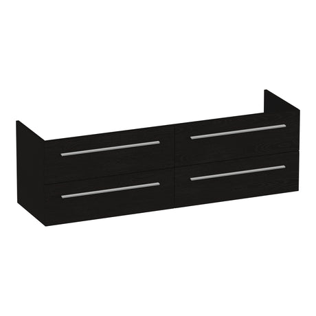 BRAUER Trust onderkast 160 excl. opbouwgrepen met 4 softclose lades en 2 sifon uitsparingen Timber Black OK-TR160TB