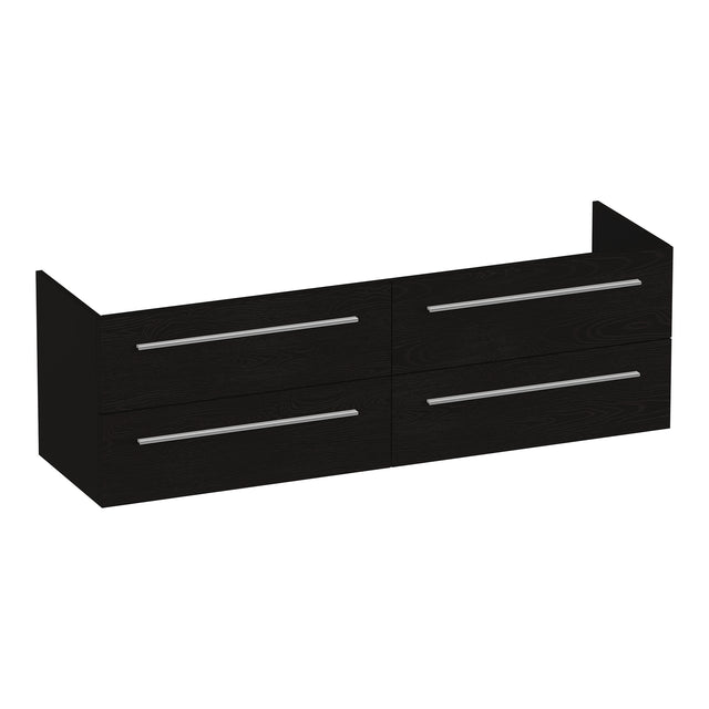 BRAUER Trust onderkast 160 excl. opbouwgrepen met 4 softclose lades en 2 sifon uitsparingen Timber Black OK-TR160TB