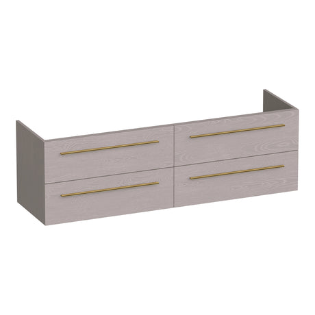 BRAUER Trust onderkast 160 excl. opbouwgrepen met 4 softclose lades en 2 sifon uitsparingen Timber Greige OK-TR160TE